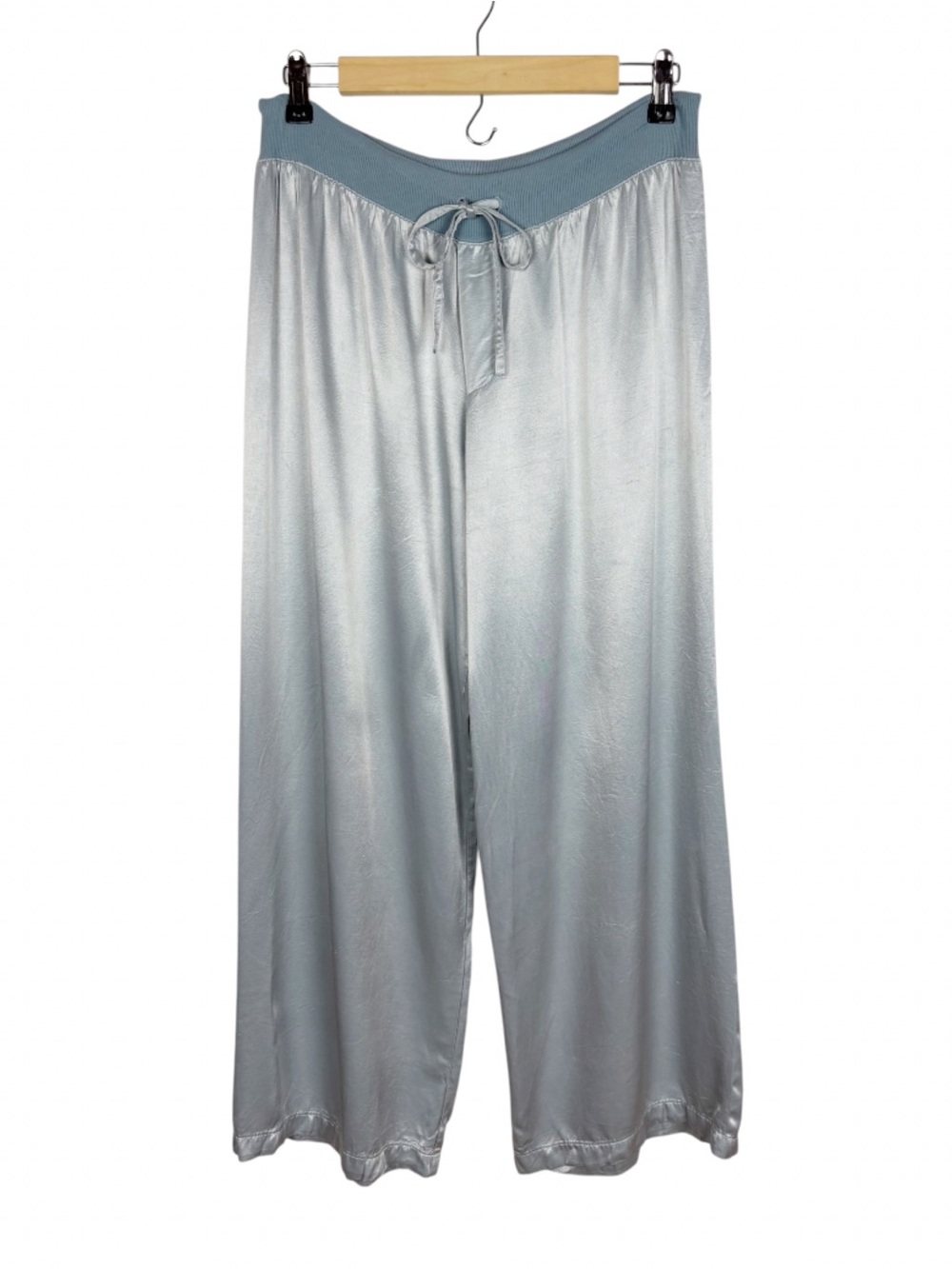 PJ Harlow Jolie Lounge Pants L Blue Satin Wide Leg Drawstring
Pajamas